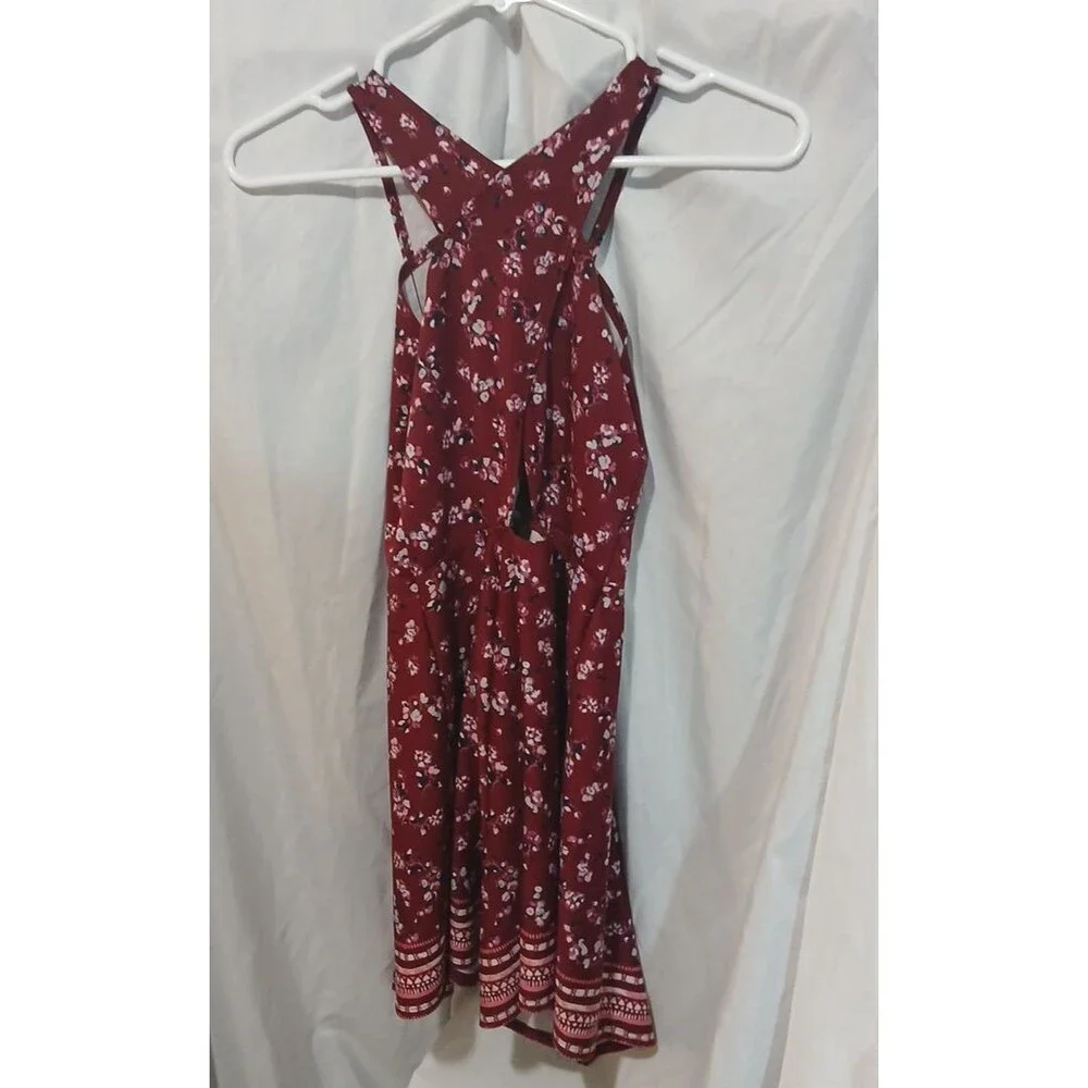 Abercrombie Kids Girls Maroon Floral print Holiday Dress, Sleeveless, Size 12